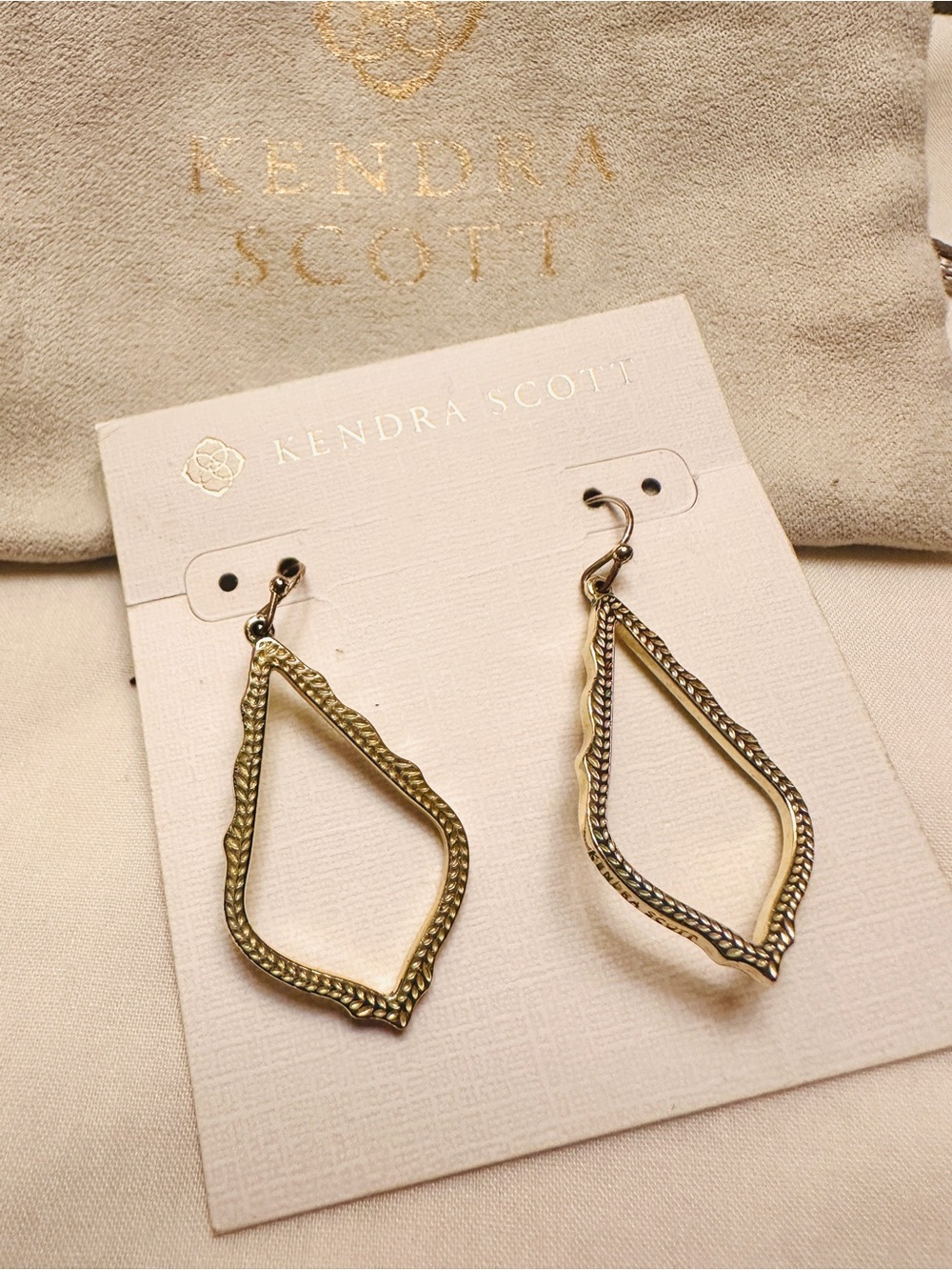 Kendra Scott Sophia  Textured Teardrop Hoop Earrings Gold Plate